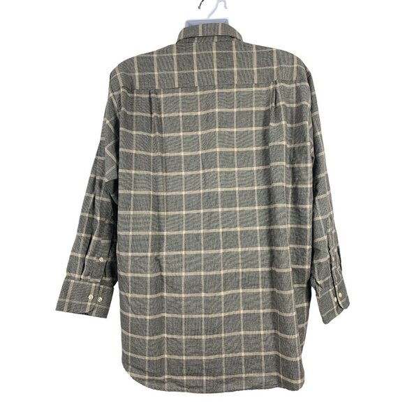Van Heusen Mens Top Button Up Long Sleeve Gray Plaid Dress Shirt Size 17.5 32/33 - Picture 2 of 14